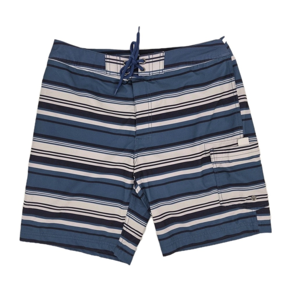 J. Crew Flex Men's Swim Trunks Board Shorts Lined Blue Striped Pocket Sz 30